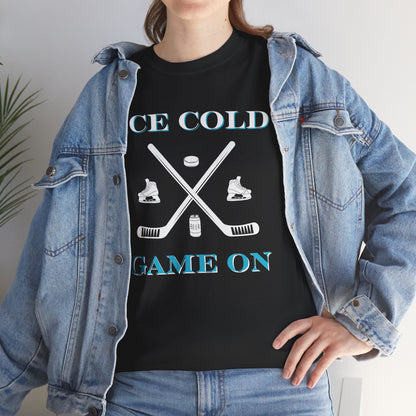 Ice Cold Game On Unisex Heavy Cotton Tee - Perfect for Hockey Fans