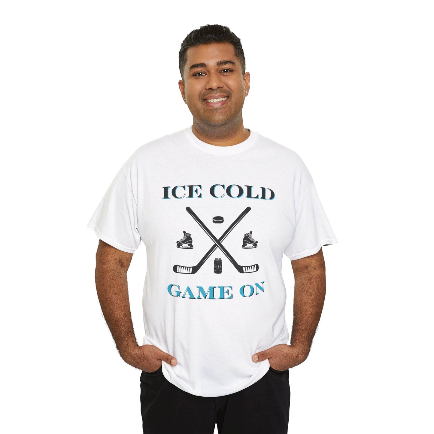 Ice Cold Game On Unisex Heavy Cotton Tee - Perfect for Hockey Fans