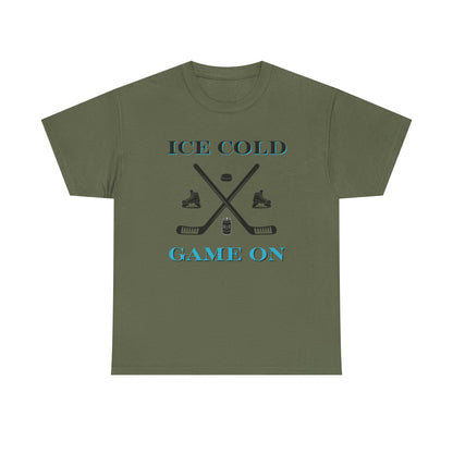 Ice Cold Game On Unisex Heavy Cotton Tee - Perfect for Hockey Fans