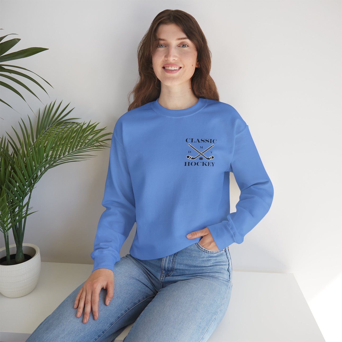 DMV Classic Hockey Sweatshirt with Bow Design - Unisex Crewneck