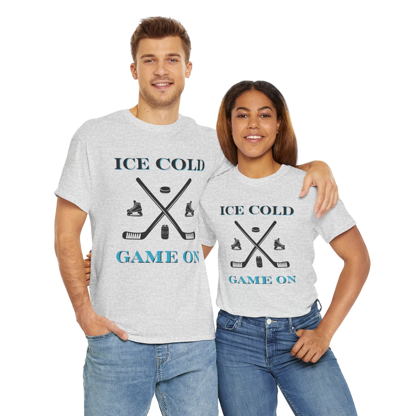 Ice Cold Game On Unisex Heavy Cotton Tee - Perfect for Hockey Fans