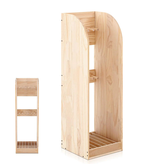 Cinnvoice 38 Inch Vertical Hockey Stick Rack Wooden Hockey Stick Holder Hockey Stand Ice Hockey Stick Organizer Hockey Stick Display Holder Hold 7 Hockey Sticks for Home Display Storage(Burlywood)
