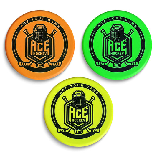 ACE HOCKEY Foam Pucks - Set of 3 Indoor Knee Hockey Pucks - Soft Hockey Pucks Official Regulation Size 3" Floor Hockey Pucks
